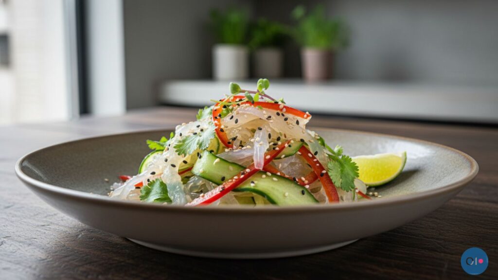  Finished jellyfish salad dish, beautifully plated