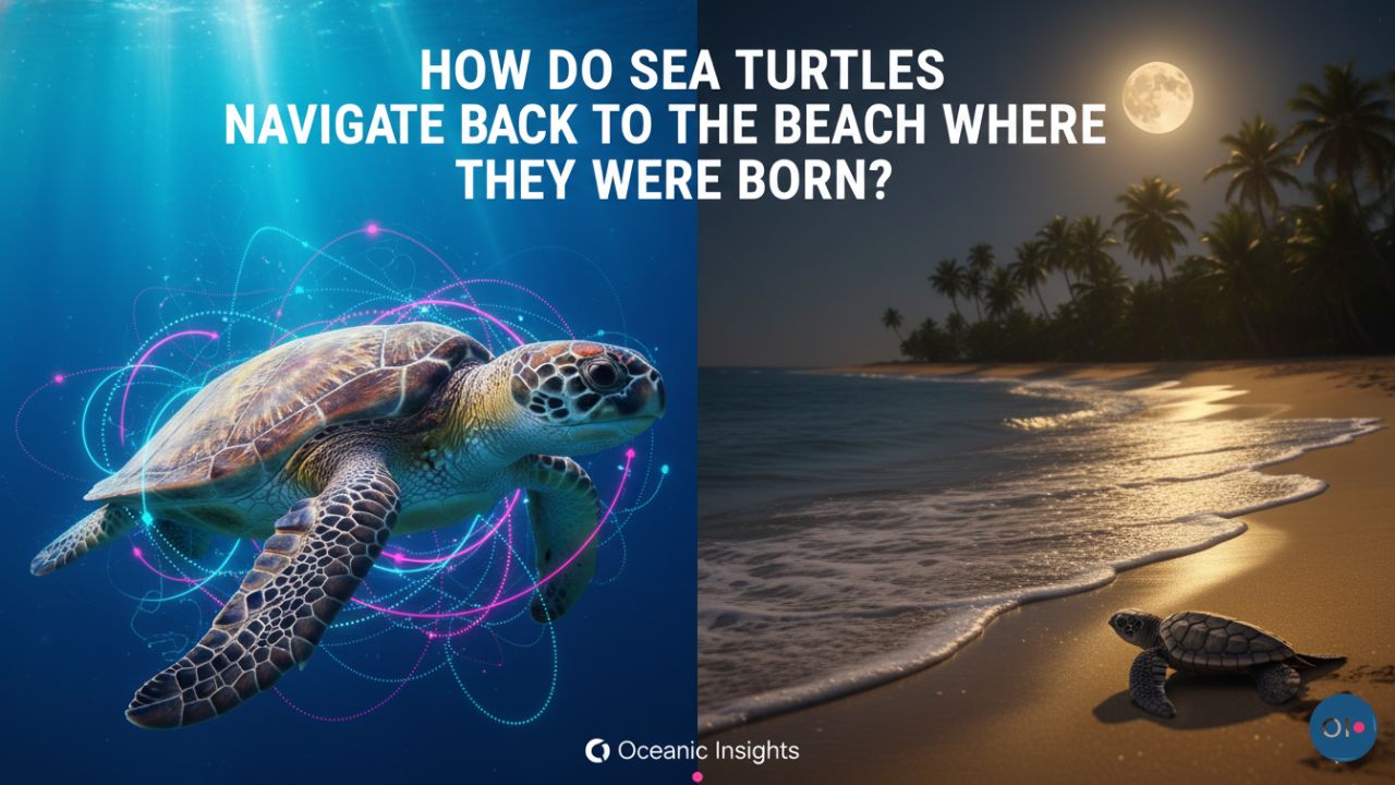 Create a features Image for the Post Named as "How Do Sea Turtles Navigate Back to the Beach Where They Were Born?